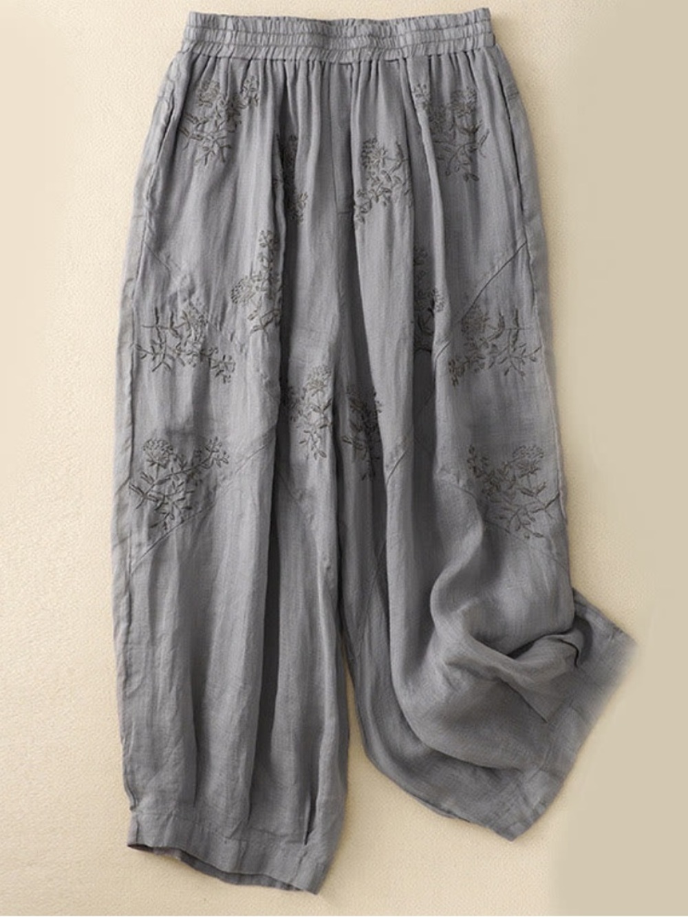 NWT Buddha Stones Embroidered Pattern
Cotton Linen Harem Pants W/ Pockets
